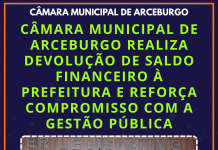 CÂMARA MUNICIPAL DE ARCEBURGO REALIZA DEVOLUÇÃO DE SALDO FINANCEIRO À PREFEITURA E REFORÇA COMPROMISSO COM A GESTÃO PÚBLICA